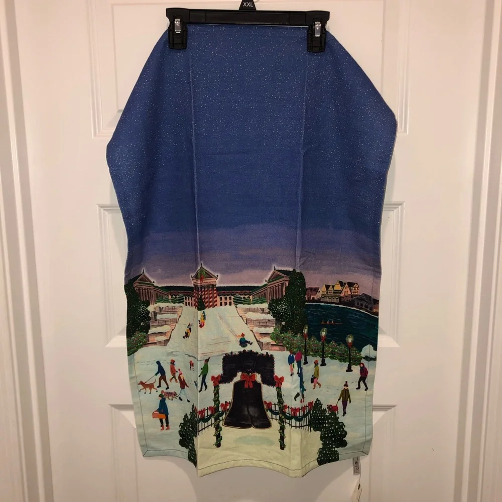 New 2024 Anthropologie Christmas Holiday In The City Philadelphia Dish Towel